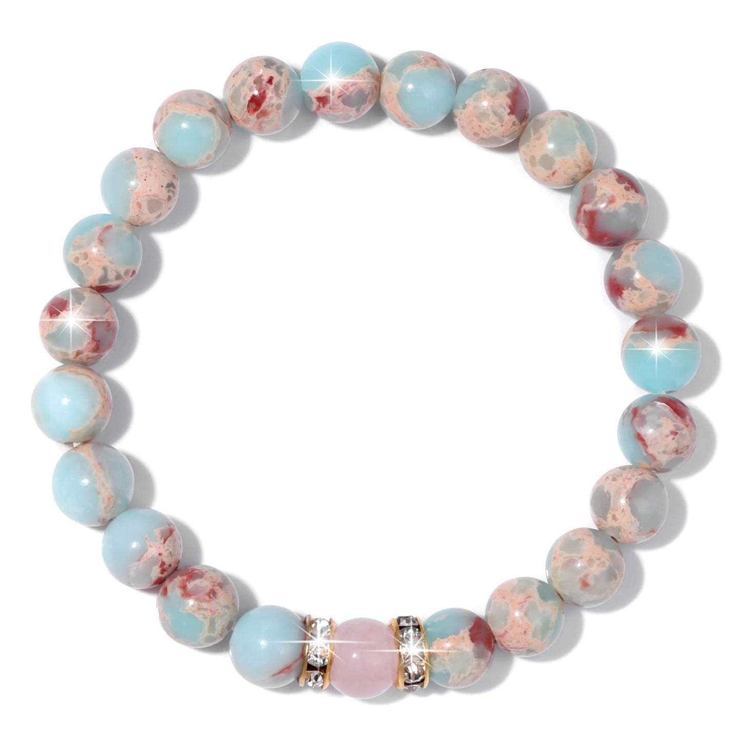 GolbalJew Healing Bracelet For Women Anxiety Beaded Bracelets Jewelry Healing Stone Crystal Bracelet Stress Relief Yoga Beads Chakra Bracelets Gifts For Women Rosa Quartz African Opal