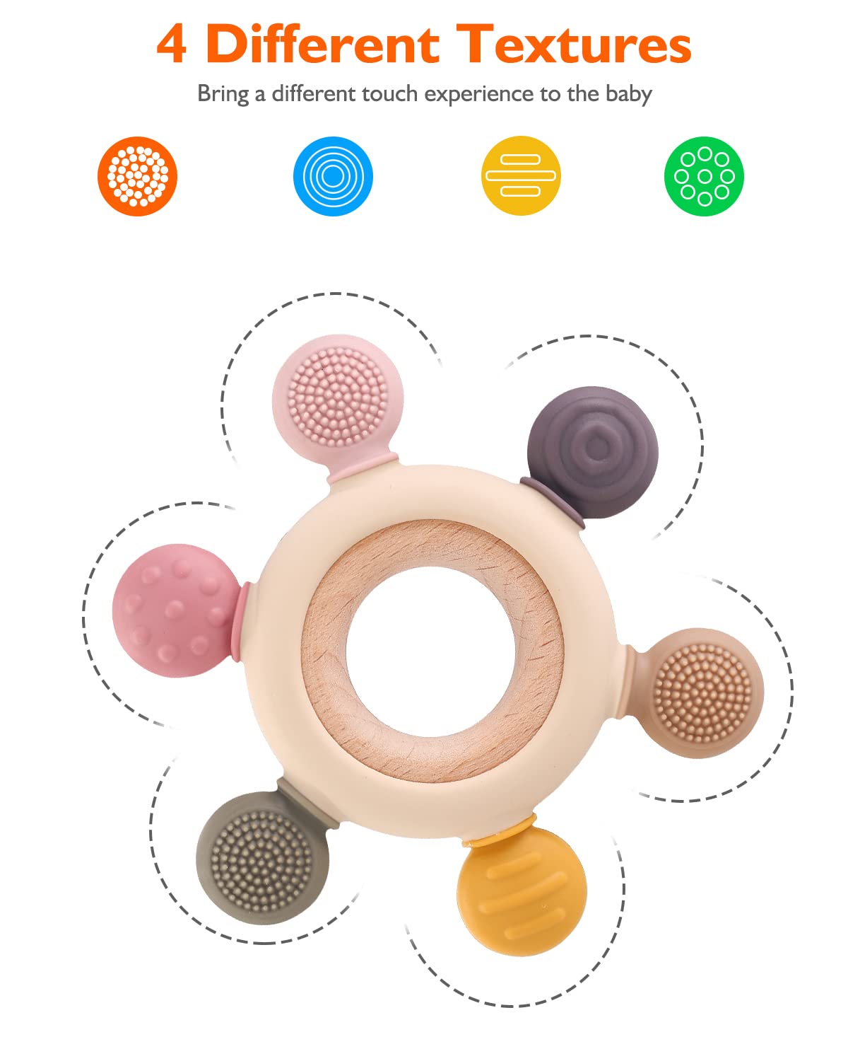 akolik Baby Teething Toys, Teething Relief Toy, BPA Free Baby Chew Toys Infant Toys Newborn Accessories, Teethers for Babies 0-3-6-9-12 Months Old Boys Girls