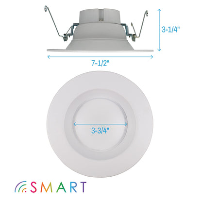 CLEANLIFE 2-Pack Smart LED Recessed Lighting Retrofit Downlight RGB + Tunable White Color Changing Bluetooth + WiFi Dimmable LED Can Lights Fits 5 and 6 inch - 12W, 65W Equivalent, App Enabled