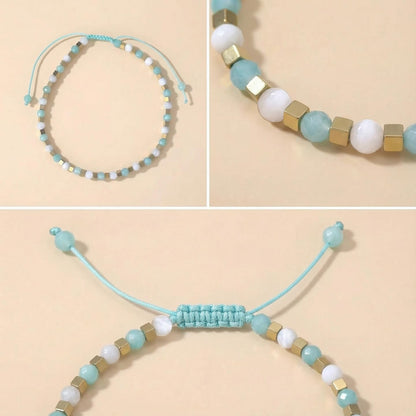 BEADSENER Green Amazonite Adjustable Charming Bracelet for Women, 3mm Natural Shell Gemstone Hematite Stone Beads, Pull String Slider Metal Free Design Waterproof, Gift for Her Daily Wear