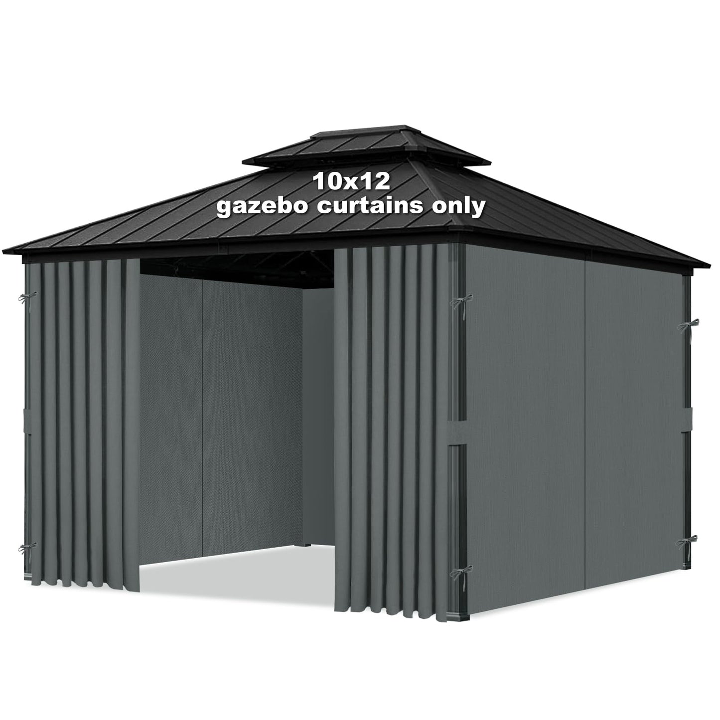 Bstge 10'x12' Gazebo Curtains Outdoor Waterproof, 4-Panels Sidewalls with Zipper, Universal Replacement for Patio Privacy Screen(Only Curtains)