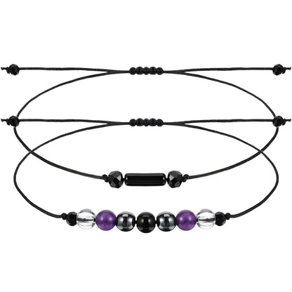 Aeaocvo 2PCS Black Tourmaline Bracelet and Black Obsidian Bracelet, Double Protection Bracelets Couples Friendship Bracelets for Women Men