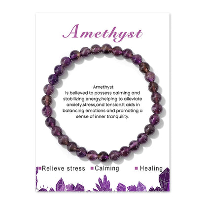 Amethyst Bracelet for Women 6mm Handmade Amethyst Crystal Bracelet Purple Bead Bracelet Amethyst Beaded Bracelets Stretch Gemstone Bracelets Healing Crystal Bracelets Amethyst Jewelry for Women