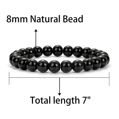 Gnamy Mothers Day Gifts for Mom from Daughter Son, Triple Protection Bracelet for Women, Healing Crystal Beads Bracelet Black Tourmaline Tigers Eye Amethyst Natural Stone Anxiety Jewelry Birthday Gifts Idea