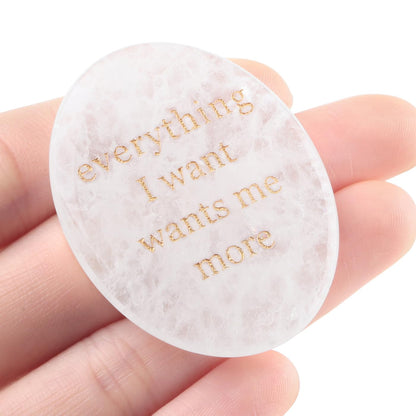 DUQGUHO Clear Quartz Crystal Encouragement Gifts for Women Everything I Want Wants Me More Inspirational Positive Anxiety Relief Items Pocket Hug Stones Emotional Calming Sobriety Gifts for Women Men