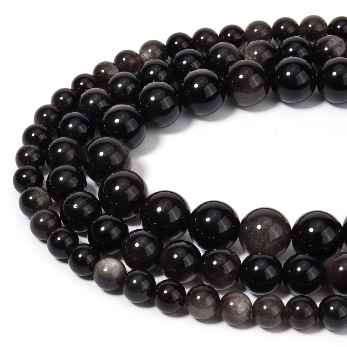 60pcs 6mm Natural Silver Obsidian Gemstone Beads Energy Healing Crystal Round Loose Stone Beads for Jewelry Making, DIY Bracelets Necklaces