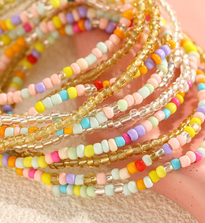iF YOU Small Colorful Beaded Bracelets Set for Women Trendy, Boho Glass Seed Bead Stretch Bracelet Stack, Non Tarnish Stackable Bracelets Pack Fashion Accessories Gifts