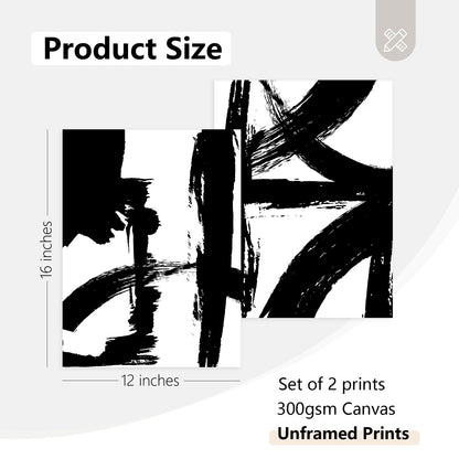 Tocliky Black and White Wall Art Abstract Modern Painting Minimalist Line Canvas Wall Art Decor Black And White Poster Abstract Artwork Prints for Living Room Bedroom 12x16 Inch Unframed Set of 2