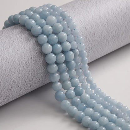 60pcs 6mm Natural Stone Beads Aquamarine Beads Energy Crystal Healing Power Gemstone for Jewelry Making, DIY Bracelet Necklace