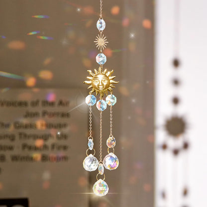 Louxiar 4PK Crystal Suncatcher for Windows Hanging Decor, Prism Sun Catcher with Chain and Hook, Rainbow Maker for Ceiling Garden Home Indoor Ornaments