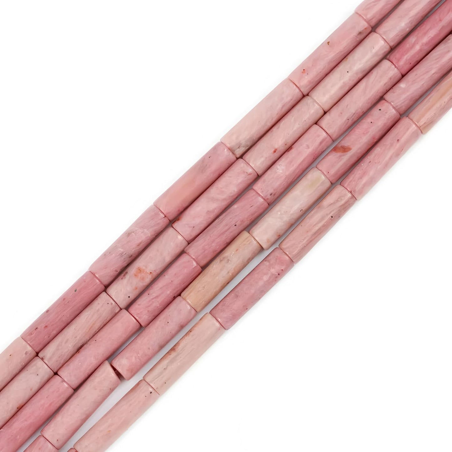 HAAMIIQII Natural Pink Rhodochrosite Tube Beads 13x4mm Column Stone Cylinder Gemstone Loose Beads for Jewelry Making Strand 15 Inch (28-29pcs)