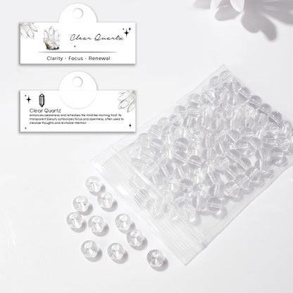 Raicegs 100pcs 8mm Clear Quartz Beads Natural Gemstone Beads Round Loose Beads for Jewelry Making DIY Bracelets Necklace