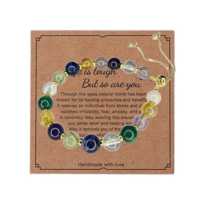 Zyh The ocean Natural Chakra Stones Bracelets Adjustable 8mm Gemstone 14K Gold Plated Bracelet Crystal Jewelry