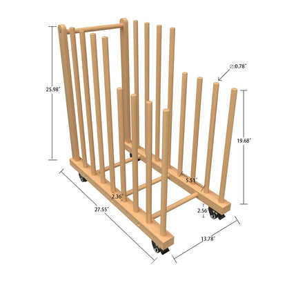 LEJITEKK Art Storage Rack with Handle&Caster Wheels,Wooden Art Canvas Storage Stand,Art Drying Rack, Canvas Boards Rack for Drawing Board ,Art Studios,Panel,Artworks,Gallery