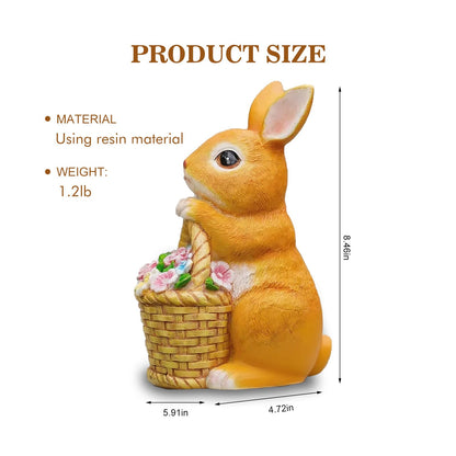 Fyrelly Solar-Powered Light-Up Rabbit Garden Statue, 6x5x8.5 Inches Waterproof Outdoor Decor for Yard Lawn Patio Porch Balcony, Ideal Easter Christmas for Mom Grandma Women