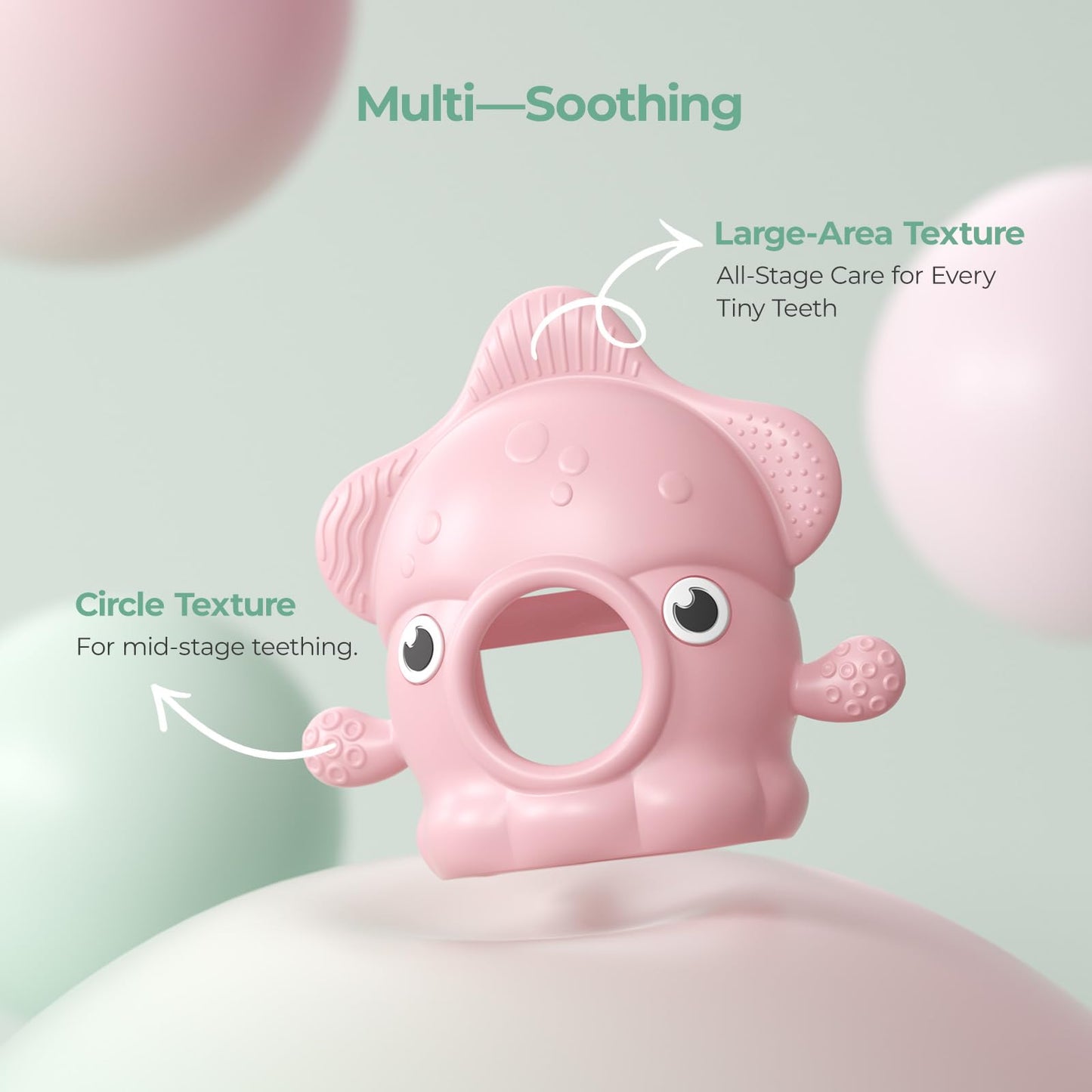 Momcozy 2 Pack Baby Teething Toys, Food Grade Silicone Baby Teether for 0-6 6-12 Months, Anti-Drop Wrist Mitten Set, Baby Essentials Teething Relief, 200°C Sterilizer Safe， Pink & Mint Green
