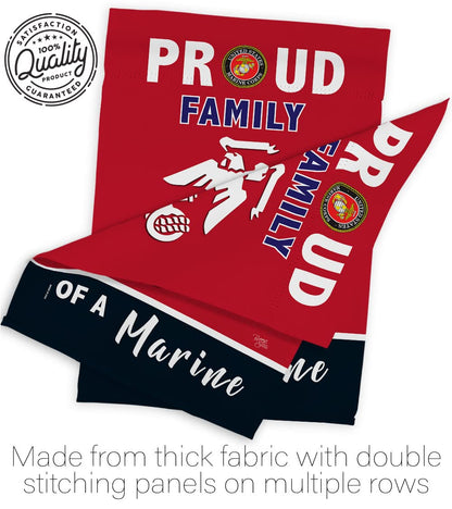 Proud Family Marines Garden Flag - Armed Forces Marine Corps USMC Semper Fi United State American Military Veteran Retire Official - House Banner Small Yard Gift Double-Sided Made in USA 13 X 18.5