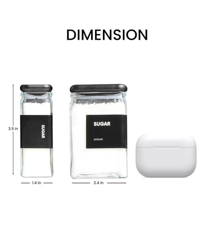 APT 1101 Glass Storage Jars with Bamboo Lid, glass canisters with airtight lids, Clear jars with lids for Spice, Cookie, Candy, Tea, Coffee Bean and Rice (Black, Spice Jar Set (4 oz, set of 12))