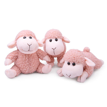 Tiny Heart Lamb Stuffed Animal Sheep Plush Toy 3 Pcs Cute and Super Soft Nursery Home Decor Bedroom Small Gift for Kids Boys and Girls Companions Pink
