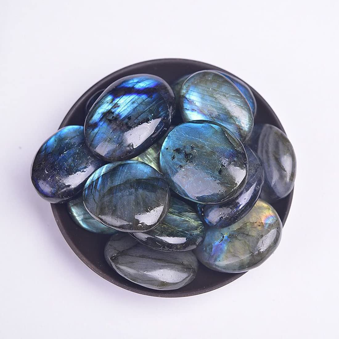Labradorite Healing Crystal Stones, 1.25-2.0" Large Reiki Healing Gemstones Natural Tumbled Polished Stones for Energy Witchcraft Therapy Meditation