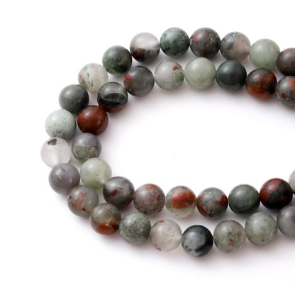 8mm 45pcs DIY Natural African Blood Stone Beads Round Healing Crystal Gemstone Loose Beads for Jewelry Making Handmade Bracelet Necklace