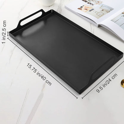 VANRA Metal Serving Tray Portable Bed Tray with Handles for Coffee Table, Living Room, Kitchen and Bathroom (Black)