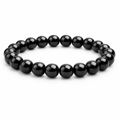 Elm City Direct 8mm Natural Stone Beaded Bracelet – Unisex Crystal Stretch Bracelets for Men & Women, Chakra & Healing Jewelry, Gift-Ready Beaded Bracelets (Obsidian, 8mm)