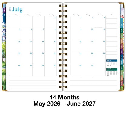 HARDCOVER Academic Year 2026-2027 Planner: 14 Months (May 2026 Through June 2027) 5.5"x 8" Daily Weekly Monthly Planner Yearly Agenda. Bookmark, Pocket Folder and Sticky Note Set (Tree Seasons)