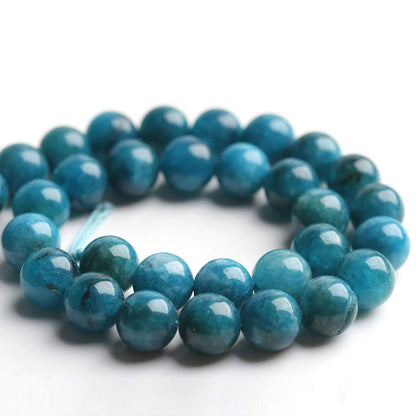 Filluck Natural Stone Beads Blue Apatite 8mm Polished Round Smooth Gemstone Beads for Jewelry Making 15 Inch(Blue Apatite,8mm)