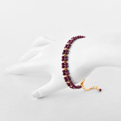 InfinityGemsArt Artisan Ruby Bracelet for Women – Natural July Birthstone Pink Gemstone, Handmade 14K Gold Plated Adjustable Chain, Dainty Chakra Jewelry, Christmas Gift for Her