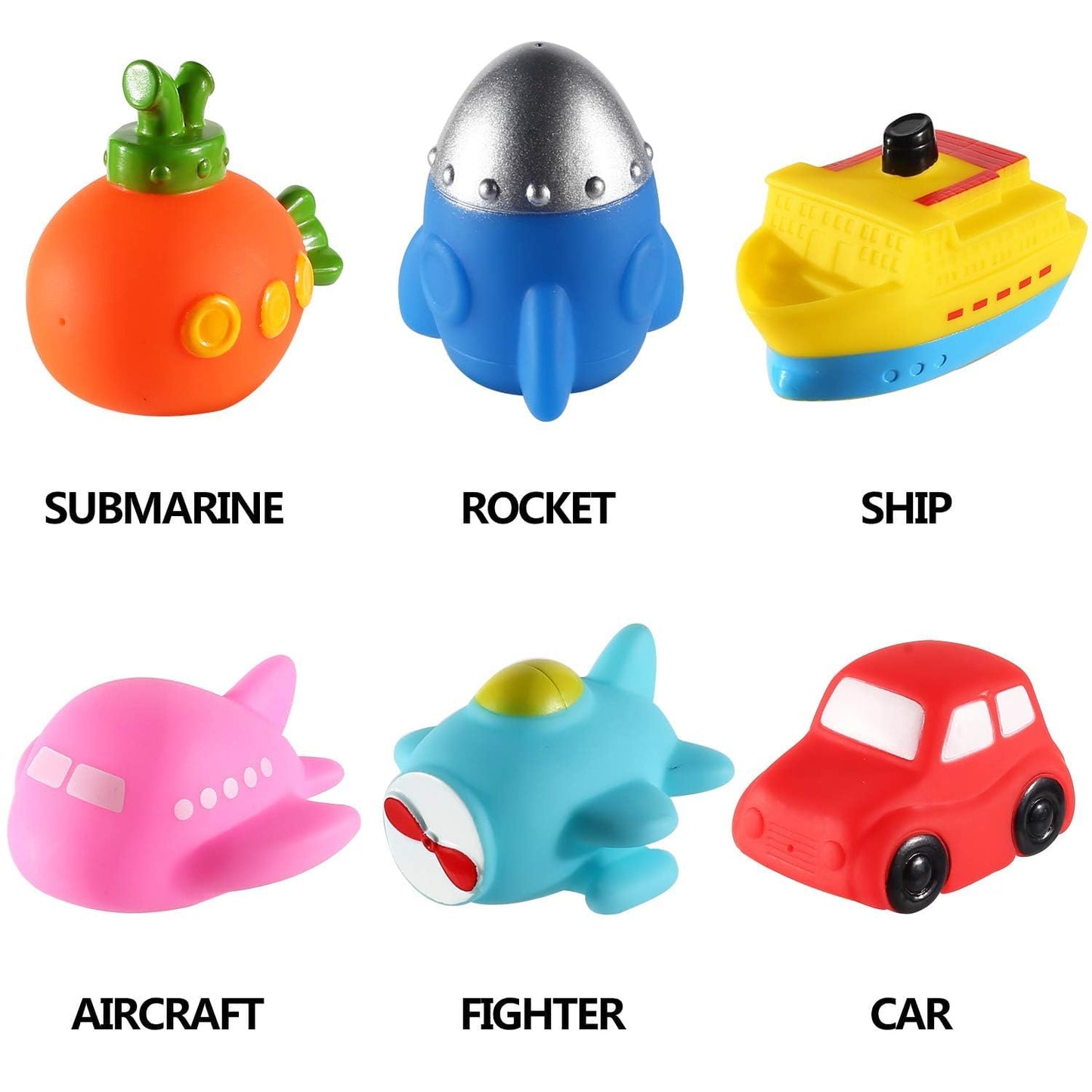 6 Packs No Hole Boat Bath Toy Set, Light up Changing Color in Water, Floating Rubber Bathtub Toys for Baby Toddler Infant Boy Girl Kid Play, Led Growing Pal in Shower Bathroom Tub or Swimming Pool