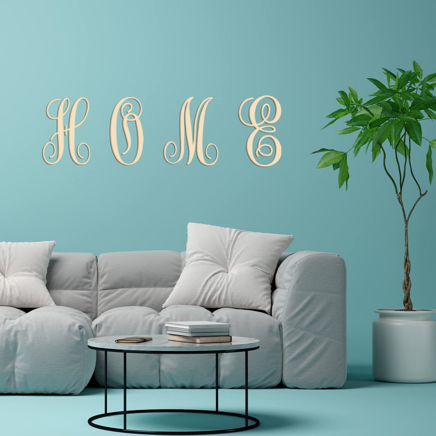 Cursive Wooden Letters for Wall Decor 14 Inch Large Wooden Letters Unfinished Monogram Wood Letter Crafts Alphabet Sign Cutouts for DIY Painting Door Hanger (B)