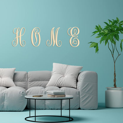Cursive Wooden Letters for Wall Decor 14 Inch Large Wooden Letters Unfinished Monogram Wood Letter Crafts Alphabet Sign Cutouts for DIY Painting Door Hanger (B)