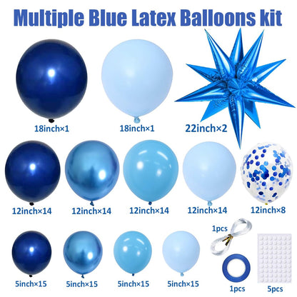 KARLURE Blue Balloons Arch Kit, Different Shades Light Navy Blue Balloons for 2026 Graduation Decorations Grad Class Baby Shower Boy Men Birthday Party Bridal Shower Wedding Anniversary Decorations