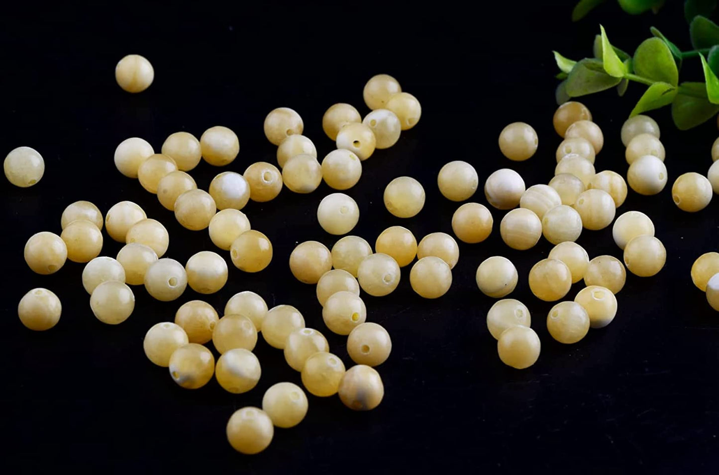 Natural Stone Beads Yellow Jade 100pcs 10mm Round Genuine Real Stone Beading Loose Gemstone Hole Size 1mm DIY Smooth Beads for Bracelet Necklace Earrings Jewelry Making (Yellow Jade, 10mm)