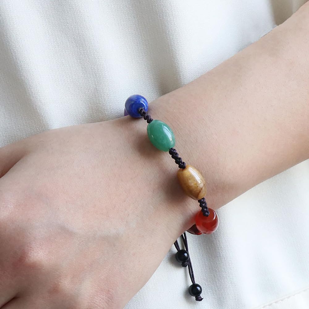 XJYWSH 7 Chakra Crystals,Gems Beaded Ankle Bracelets for Women Spiritual Energy Meditation Yoga Healing Crystal Bracelet Mom's Gifts