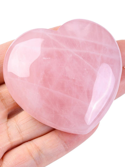 Jovivi 60mm Large Rose Quartz Crystal Heart Healing Crystals Heart Stones Polished Pocket Love Gemstones Chakra Reiki Energy Balancing Meditation Gift