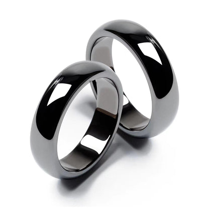 BTEYIVTA Magnetic Hematite Rings for Women & Men | Anxiety Balance Stone, Absorbs Negative Energy, Healing Jewelry | 6mm Wide, 2.4mm Thick, 2 Pack