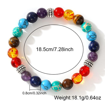 Bohxantium 7 Chakra Reiki Healing Beaded Bracelet Stack - Natural Stone Beads Bracelet for Anxiety Relief, Spiritual Energy Yoga Stackable Jewelry for Women Men, Meditation Relax Friendship Gift
