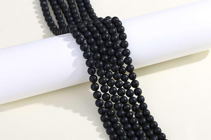 LAIDANLA Matte Black Onyx Agate 8mm Natural Stone Beads Round Loose Gemstone Stone Beads for DIY Bracelet Necklace Earrings Jewelry Making Polishing Beading 96PCS 2 Strand 32"