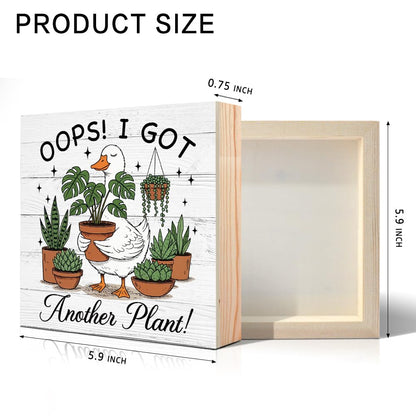 Vgrti Oops I Got Another Plant Wood Box Sign, Funny Silly Goose Gardening Desk Decor for Home Office, Plant Lover Gifts for Women Men Gardeners Gardening Lovers Sisters Coworkers Friends Mom Grandma