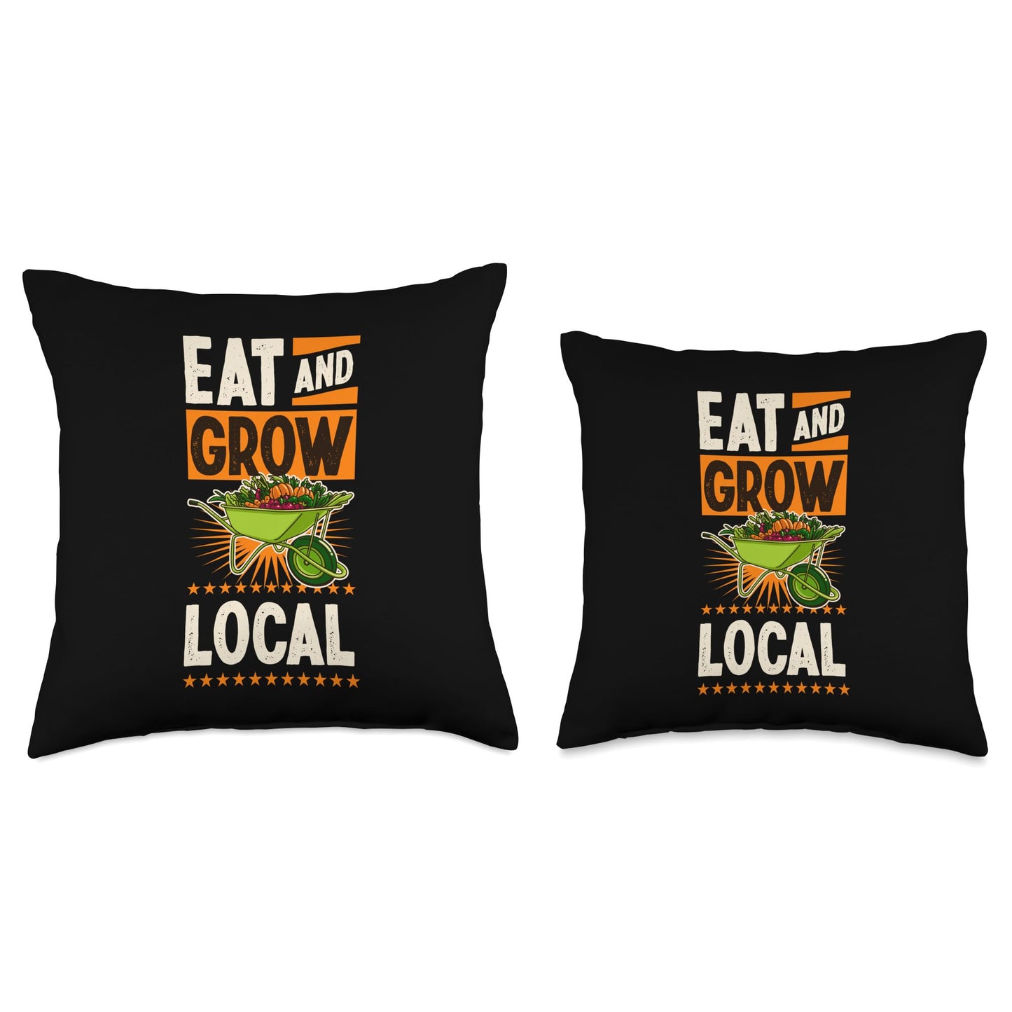 Eat And Grow Local Wheelbarrow of Garden Vegetables Throw Pillow