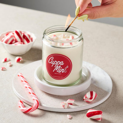 Becky Home Peppermint Candle, Christmas 9oz Jar, Holiday Home Accent, Candy Cane Aroma, Fresh Winter Scent, Seasonal Gift Candle for Men and Women