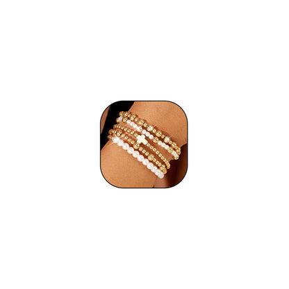 Harry and Henry Gold Beaded Bracelets for Women Gold Pearl Elegant Stackable Bracelets Set Trendy Jewelry Gifts Birthday Valentines Day Gifts for Women