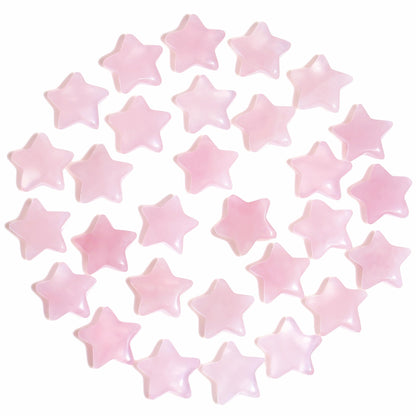 QINJIEJIE 20 PCS Rose Quartz Star Crystals Natural Crystal Polished Healing Cute Mini Pocket Stones Palm Thumb Star Gemstones Set Bulk Wholesale Reiki Energy Balancing Crystal Gifts for Women