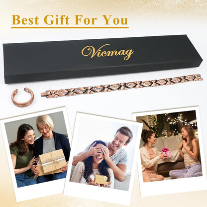 Vicmag Copper Bracelet for Women Ultra Strength Magnetic Bracelets with Effective Magnets 99.9% Pure Copper Jewelry Present with Adjustment Tool