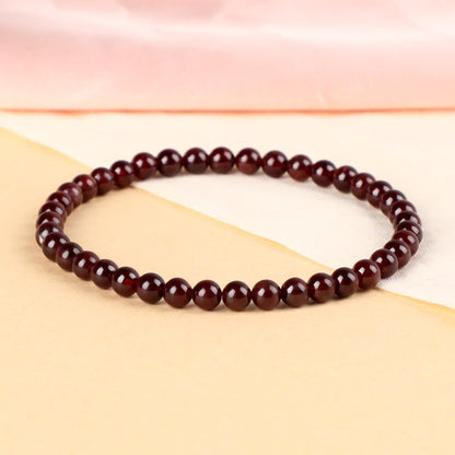 LPBeads Handmade Natural Gemstone Stretch Elastic 4mm Garnet Bracelet Healing Crystal Round Stone Beads Jewelry Gifts for Women Men