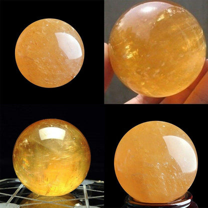 Wixine 1Pcs 40mm Yellow Citrine Quartz Crystal Sphere Ball Healing Gemstone