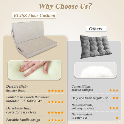 ECISZ Meditation Floor Cushion for Yoga Adults Square Floor Pillows Seating Large Meditation Cushion Yoga Pillows for Sitting on Floor Meditation Pillow Mat Outdoor Rectangle Floor Sitting Cushion