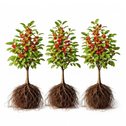 3 Winterberry Holly Plants for Growing (Ilex verticillata) Live Shrubs | Brilliant Red Winter Berries | Native Deciduous Holly for Landscaping & Wildlife (3 Plants)